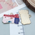 Pendentif carte d'embarquement en émail rouge, bleu et rose pour bijoux DIY - Carte d'Embarquement de Vacances d'Été en Émail Rose (25268) / 17*25mm