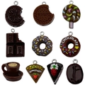 Brown resin food charms set including chocolate donuts and mini cake pendants for DIY jewelry - Mixed Color Resin Chocolate Coffee Bean Series (SN1472)