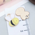 Yellow enamel bee alloy pendant showing front and back views for DIY jewelry - Yellow Enamel Bee 14*11mm (21127)