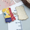 Lot de pendentifs carte d'embarquement émaillés pour création de bijoux d'été - Carte d'Embarquement de Vacances d'Été en Émail Jaune (25269) / 17*25mm