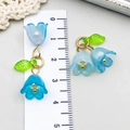 Blue gradient acrylic Lily of the Valley flower pendant charm for jewelry making - Transparent Blue (23267)
