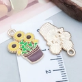 Gelber Sonnenblumentopf-Emaille-Anhänger aus Legierung für DIY-Schmuckherstellung - Gelbe Emaille Biene Sonnenblume Topfpflanze 20*14mm (25152)
