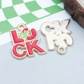 Lucky clover leaf charm with red enamel and gold finish for DIY jewelry crafts - Small Red Enamel Shamrock LUCK (25091)