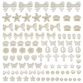 Mix of white ABS pearlized resin beads in butterfly, heart, and shell shapes for DIY jewelry - Mixed Shapes Set (BE17)