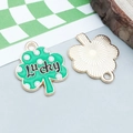 Pendentif trèfle à quatre feuilles en émail vert et métal doré pour bijoux DIY - Trèfle en Émail Vert lucky (25098)
