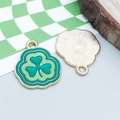 Pendentif trèfle en émail vert avec base dorée pour création de bijoux DIY - Trèfle en Émail Vert Foncé (25103)