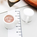 Miniatur Kaffeetasse aus weißem Harz mit Latte Art Anhänger für DIY Schmuck - Weiß 3D Fünf-Schicht Latte Art