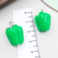 Ciondolo peperone verde in resina con anello argento per gioielli fai da te 2,5cm - Verde (22x16x16mm)