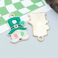 Pendentif chapeau de leprechaun de la Saint-Patrick avec barbe drapeau irlandais - Gnome Coeur au Trèfle à Quatre Feuilles en Émail Vert (25109)