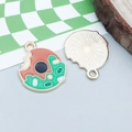 Pendentif donut coloré en émail orange et vert sur base dorée pour bijoux DIY - Donut en Émail Vert (25115)