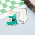 Pendentif botte de la Saint-Patrick avec trèfle et pièces d'or pour bijoux DIY - Botte au Trèfle en Émail Vert (25116)