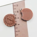 Chocolate biscuit resin charms with bite design and BISCUITS text for DIY jewelry - Coffee Resin Letter Sandwich Biscuit (23819)