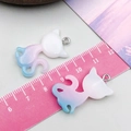 Pink and blue gradient glitter resin cat pendant with metal ring for DIY jewelry making - Purple Blue Glitter Gradient Cat (24310)