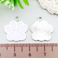 Silver alloy paw print charm with white enamel detail and textured back, 2.5cm size - Cat Paw (12072) / 1 Piece (17x18mm) / White