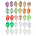 30 bunte transparente Blatt-Anhänger mit Goldfolie für DIY-Schmuckherstellung im Set - 30-teilige Mischung Lampwork-Blätter Mit Goldkante
