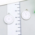 20mm silver alloy clock pendant with white enamel and roman numerals for DIY jewelry - Clock (23522) / 1 Piece/Pack (17x14x1mm) / White