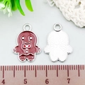 Gingerbread man DIY alloy pendant with deep red enamel and silver metal back - Gingerbread Man (21862) / 1 Piece (19x14mm) / Brown