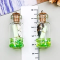 Pendentif mini bouteille de vœux en verre avec coquillages et parchemin vert - Vert