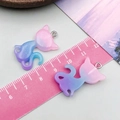 Pink and purple gradient resin cat pendant with glitter and silver metal loop for DIY crafts - Pink Purple Glitter Gradient Cat (24314)