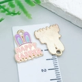 Colorful Happy Easter bunny alloy pendant charm in pink and purple for DIY jewelry making - Pink Happy Easter Bunny Ears (25119)