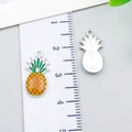 Yellow pineapple alloy pendant with colorful drip oil and metallic silver back - Pineapple (23524) / 1 Piece Pack (17x9x2mm) / Yellow