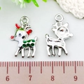 Colorful reindeer alloy enamel heart charms for DIY jewelry making and necklace crafts - Reindeer (21867) / 1 Piece (13x20mm) / White