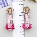Pendentif fiole à vœux rose avec décor de coquillages, mesure 4,3 cm pour bijoux DIY - Rose