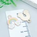Rainbow-shaped alloy charm for DIY jewelry with pink, yellow and blue enamel finish - White Rainbow Flower (25122)