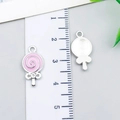 Pink lollipop alloy charms with silver metal back and enamel finish for DIY jewelry - Lollipop (23528) / 1 Piece Pack (19x10x2mm) / Pink