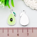 Avocado oil drop alloy pendant with silver textured back for DIY jewelry making - Avocado (21873) / 1 Piece (9x18mm) / Green