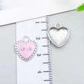 Pink enamel heart charm with Love inscription and alloy silver back for DIY jewelry - Heart "Love" (23529) / 1 Piece Pack (16x13x3mm) / Pink