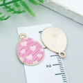 Pink enamel Easter egg charm with heart pattern and golden metal back for DIY jewelry - Pink Purple Heart Egg (25125)