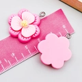 Pink and white resin tulip flower pendant with metal ring for DIY jewelry making - Rose Red Plum Blossom (24342) / 28*23*8mm