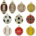 Set of 9 colorful enamel sport ball charms with rhinestones for DIY jewelry making - Mixed 10 Drip Oil Rhinestone Sports Styles