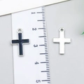 Cross alloy pendant in black and silver enamel finish with measuring ruler scale - Cross (23971) / 1 Piece Pack (16x11x1mm) / Black