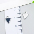 DIY black enamel triangle pendant 12mm with silver metal back and hanging loop - Small Triangle (23972) / 1 Piece Pack (10x8x1mm) / Black