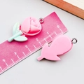 Pink resin tulip charms with green leaves and metal loop rings for DIY jewelry making - Large Rose Red Rose (24345) / 33*16*12mm