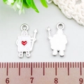 Zinc alloy poker soldier pendant with red heart and white enamel finish for DIY jewelry - Poker Soldier (21901) / 1 Piece (15x8mm) / White