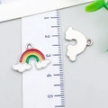 Rainbow cloud enamel charm with drip oil finish and silver base for jewelry making - Cloud Rainbow (24200) / 1 Piece Pack (14x19x1mm) / Colorful