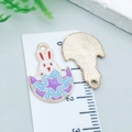 Colorful Easter bunny egg charm pendant in white enamel for DIY jewelry making - Blue Purple Star Bunny In Shell Style (25130)