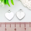Silver-plated heart charm with white enamel and metal leaf texture for DIY jewelry - Heart (21907) / 1 Piece (10x12mm) / White