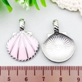 Pink enamel shell pendant with silver metal backing for DIY jewelry making 25mm - Shell (21914) / 1 Piece/Pack (20x26mm) / Pink