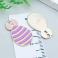 Purple and yellow striped Easter egg rabbit pendant with gold plated metal backing - Purple Striped Rabbit Egg (25132)