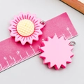Pink resin sunflower pendant with silver ring and ruler showing 2.5cm diameter size - Rose Red Sunflower (24350) / 27*25*6mm