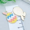 Easter bunny egg alloy pendant with colorful drip oil finish for DIY jewelry - Colorful Zigzag Rabbit Egg (25134)