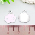 Pink smiley face cloud charm in alloy with silver-tone textured back for DIY jewelry - Smiling Cloud (21921) / 1 Piece/Pack (12x13mm) / Pink