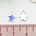 Blue enamel star charm pendant with silver textured back and 10mm size reference - Star (21924) / 1 Piece (7x9mm) / Sapphire Blue