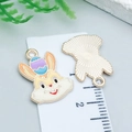 Enamel bunny and easter egg charm for DIY jewelry, featuring yellow and white finish - Yellow Egg Rabbit (25136)