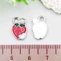 DIY colorful strawberry alloy charms with red enamel and white heart pattern - Strawberry (21925) / 1 Piece (9x13mm) / Red