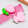 Pink resin tulip charms for DIY jewelry making with silver hooks and size measurement - Large Rose Red Tulip (24354) / 30*21*7mm